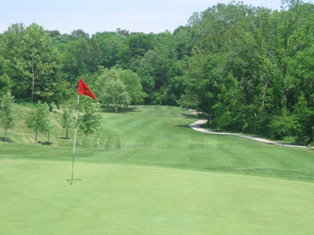 view down the fairway from the green
