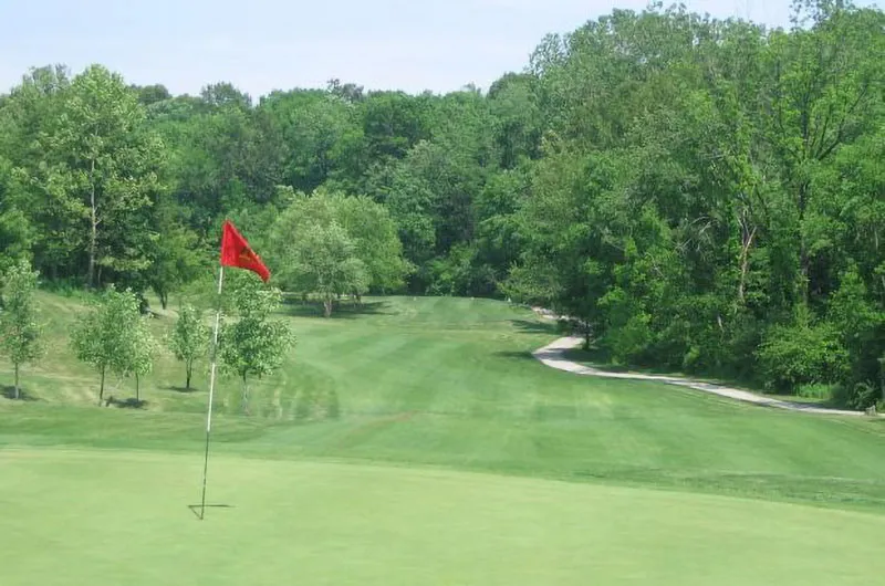 looking down the fairway from the green